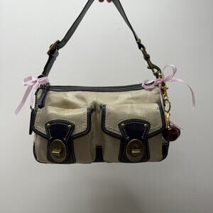 Y2K 2000s Coach Double Turnlock Legacy Signature Shoulder Bag